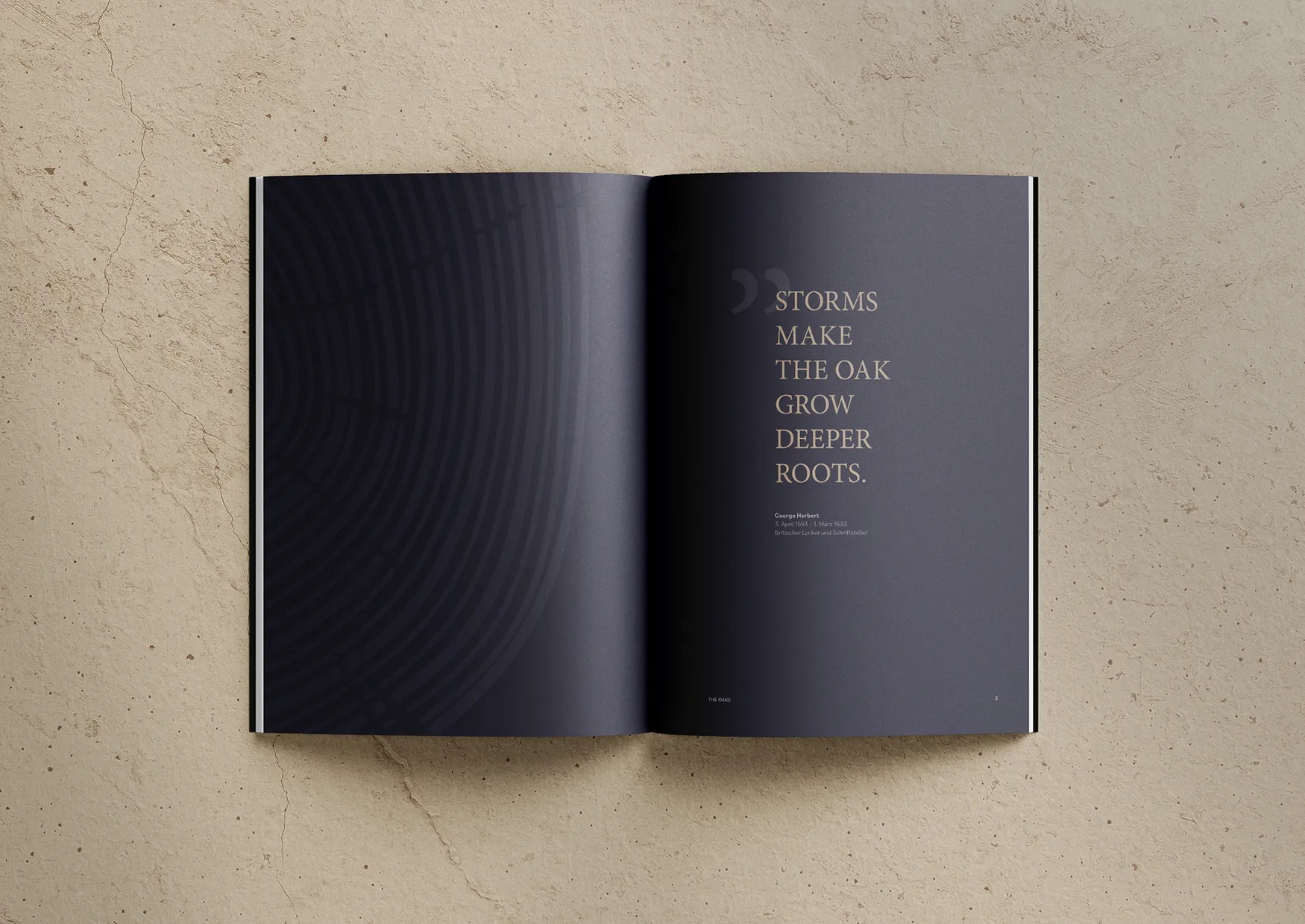 Aufgeschlagenes Exposé.